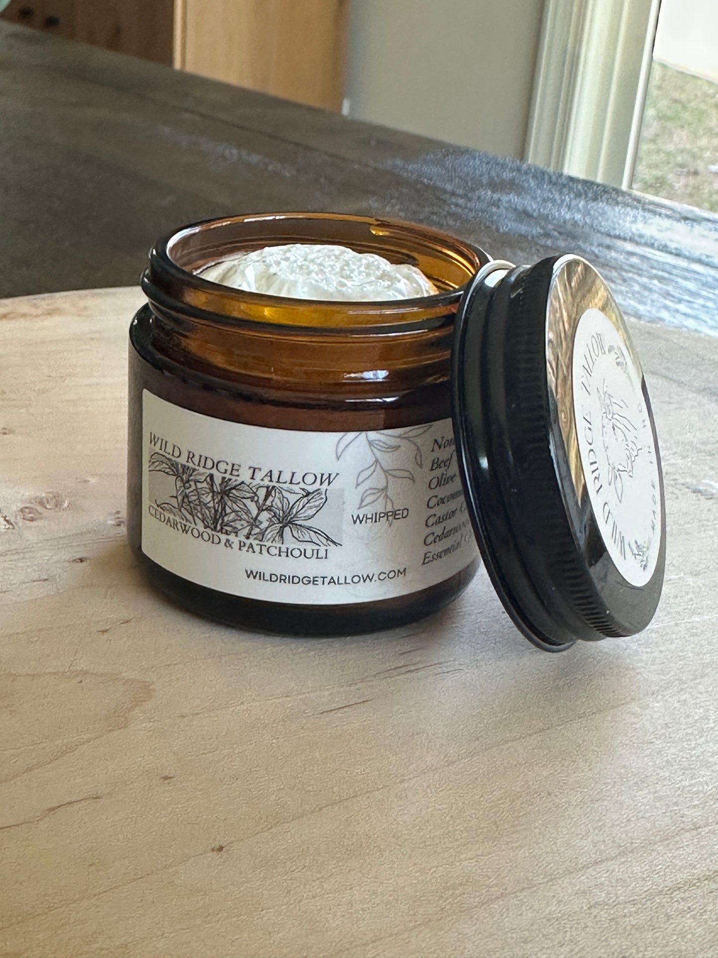 100% Non-GMO Grass-Fed Whipped Cedarwood & Patchouli Whipped Body Tallow (2oz)