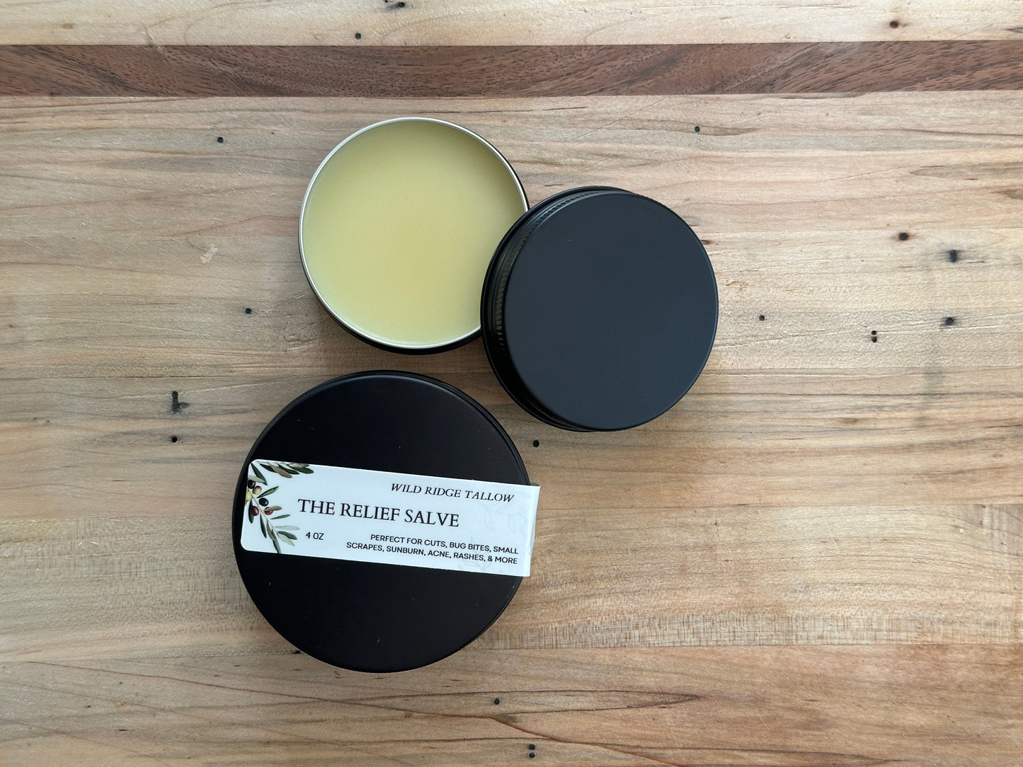 Beef Tallow Relief Salve for Cuts, Scrapes, Bug Bites & Skin Irritation – Grass-Fed & Finished – Made In NC – 4oz - Wild Ridge Tallow