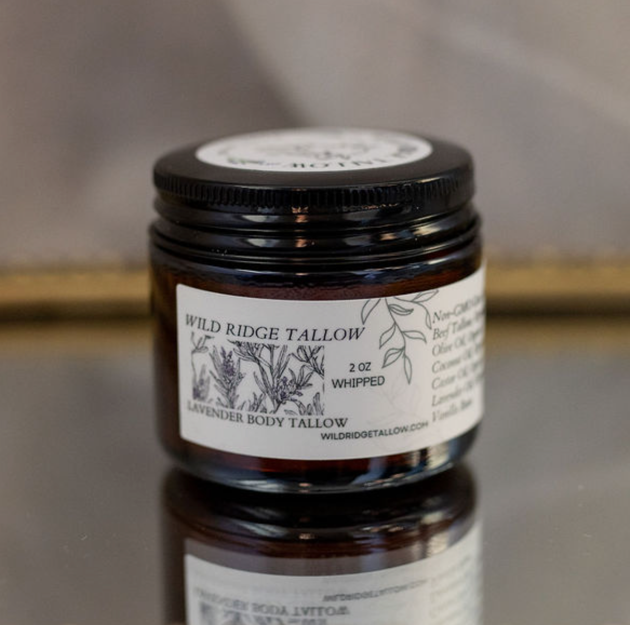 100% Non-GMO Grass-Fed Whipped Lavender Body Tallow (2oz Jar) - Made In NC