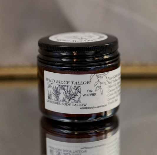 100% Non-GMO Grass-Fed Whipped Lavender Body Tallow (2oz Jar) - Made In NC