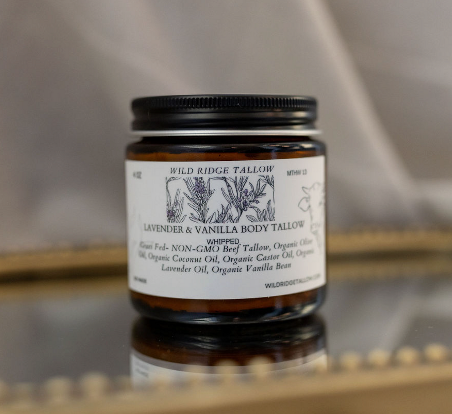 100% Non-GMO Grass-Fed Whipped Lavender Body Tallow (4oz Jar) - Made In NC