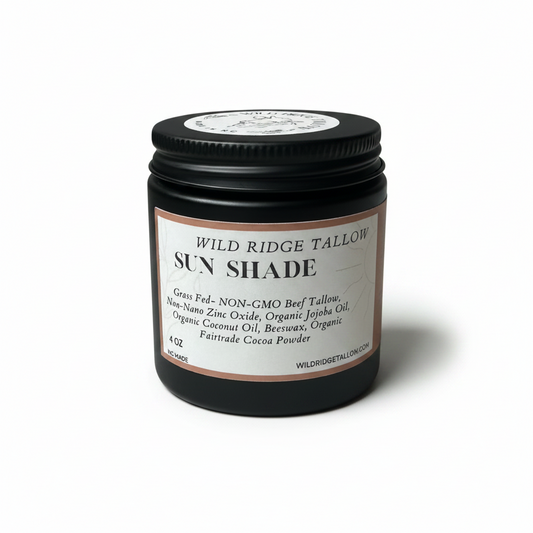 Jar of Wild Ridge Tallow Sun Shade on a white background