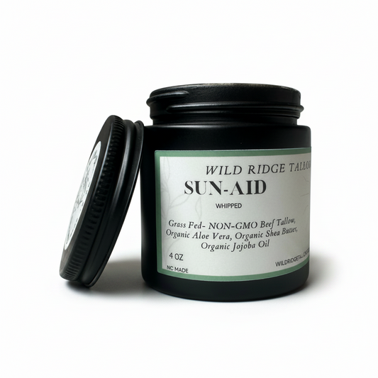 Jar of Wild Ridge Tallow Sun-Aid on a white background